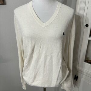 Brooks Brothers White V-Neck Sweater